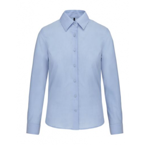 Camisa de senhora m/ comprida em Oxford, 70% alg. 30% pol.