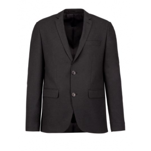 Blazer de homem, 64% poliéster, 34% viscose e 2% elastano.