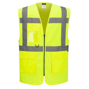 Colete de AV, multibolsos. Em malha de poliéster, 150g/m2.