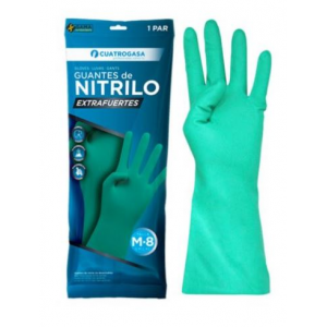 Luvas de proteção quimica, em nitrilo com interior flocado.