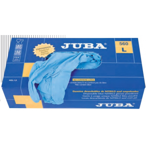 Luva descartavel em nitrilo azul JUBA ref.560 EN374 CAT.III