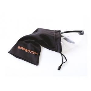 Bolsa para óculos em poliéster, flexível, em preto.
