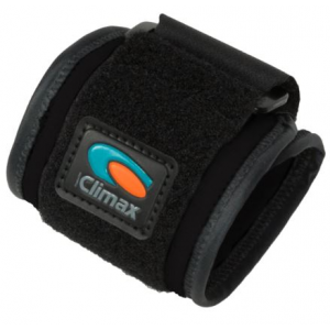 Punho elástico com fecho de velcro e fivela de ajuste.