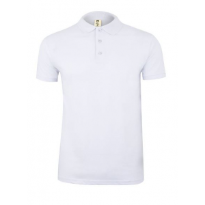 Pólo piquet de manga curta, branco. 65% alg/ 35% pol. 210 g.