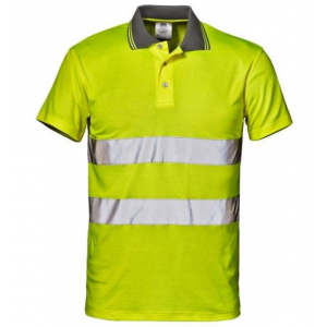 Polo m/curta de A.V. em Amarelo, 55% alg. 45% pol. 175g/m2.