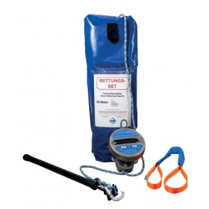 Kit de resgate completo com corda de 120 metros.
