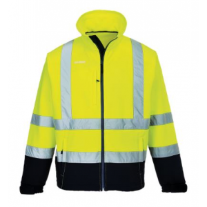 Casaco bicolor softshell, em AV, poliéster com elastano.