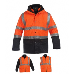 Parka AV \"4 em 1\" 300D poliéster Oxford/PVC, fitas refl. 3M.