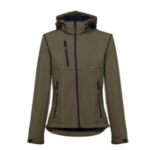 Softshell de senhora com capuz removível, 96% pol/4% elast.