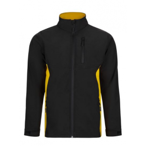 Casaco softshell bicolor, com forro polar e membrana TPU.