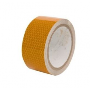 Fita autocolante. Amarelo refletor. Rolo 100mm X 50 mts.