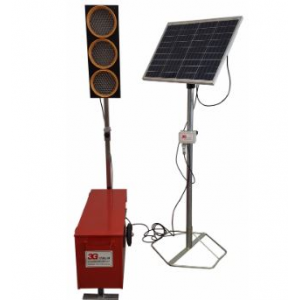 Conjunto de semáforos temporários LED, com painel solar.