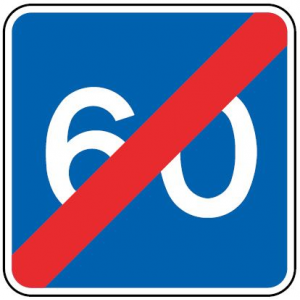 Sinal rodoviário \"Fim de velocidade recomendada\", L=0.60.