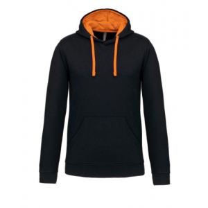 Sweatshirt com capuz em contraste, 80% algodão/20% poliéster