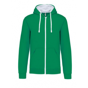 Casaco (tipo sweat), com fecho integral e capuz. Alg/Poli.