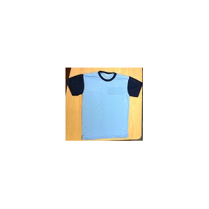 T-shirt 100% alg. 160 grs azul claro e manga em azul escuro