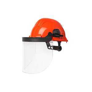 Viseira incolor em policarbonato, c/ suporte para capacete.