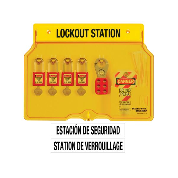 Estação de parede Master Lock, para Lockout/Tagout.