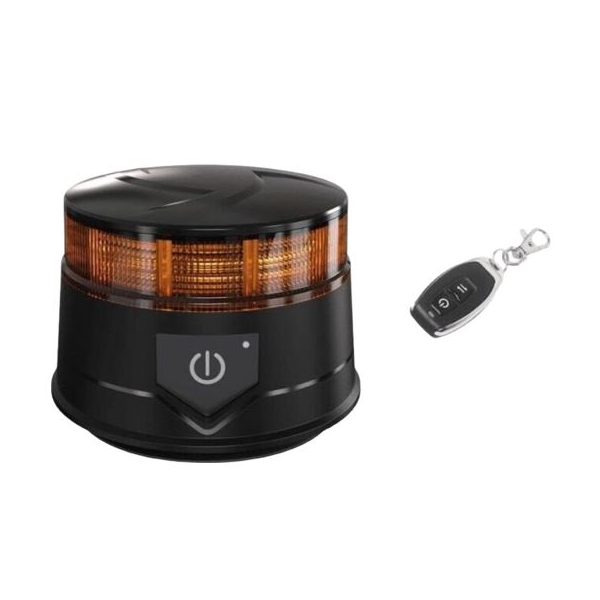Rotativo LED, controlo remoto, recarregável. Base magnética.