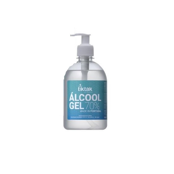 Alcool gel com 70% vol. Embalagem com bomba de 500ml