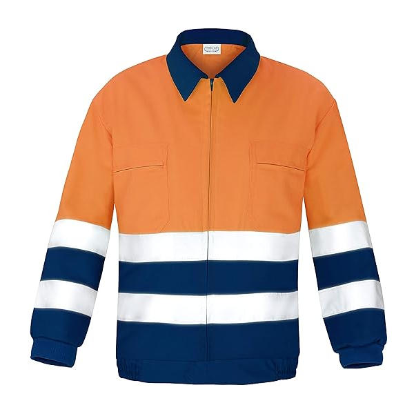 Blusão A.V Azul M./Laranja Fluor,65% Poliester/ 35% algodão