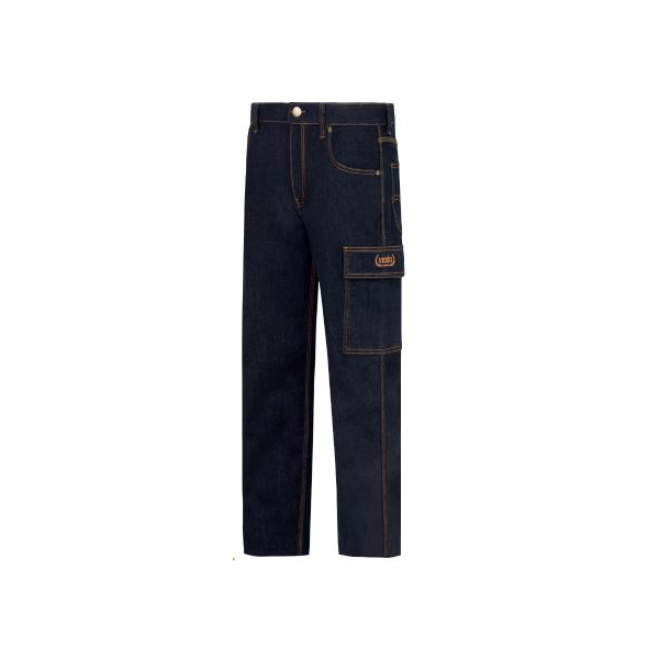 Calça de trabalho em ganga, stretch, 98% alg/ 2% elastano.