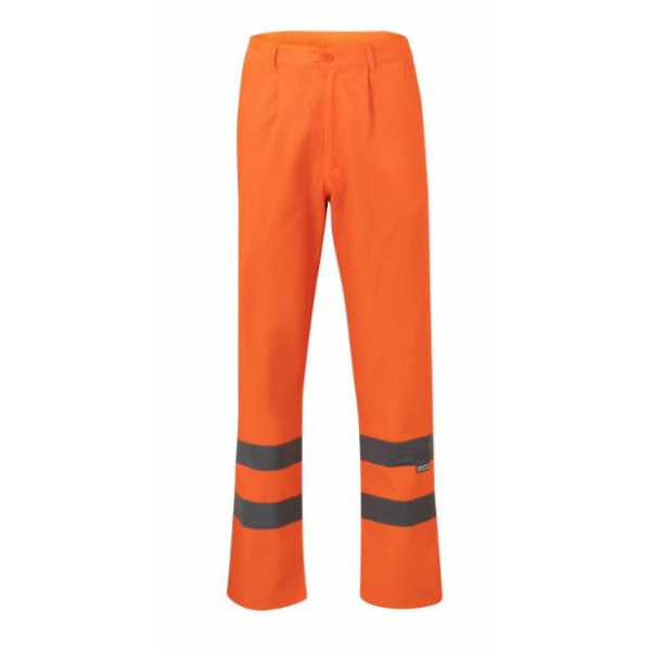 Calça de AV, forrada, em poliéster e algodão.