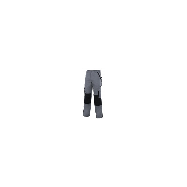 Calça bicolor multibolsos 65% poliéster/35% algodão