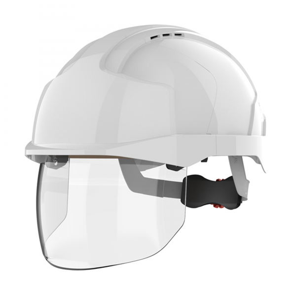 Capacete JSP EVO VISTAshield, c/ viseira retrátil. Ventilado