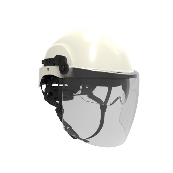 Capacete não ventilado, com óculos e viseira incluída.