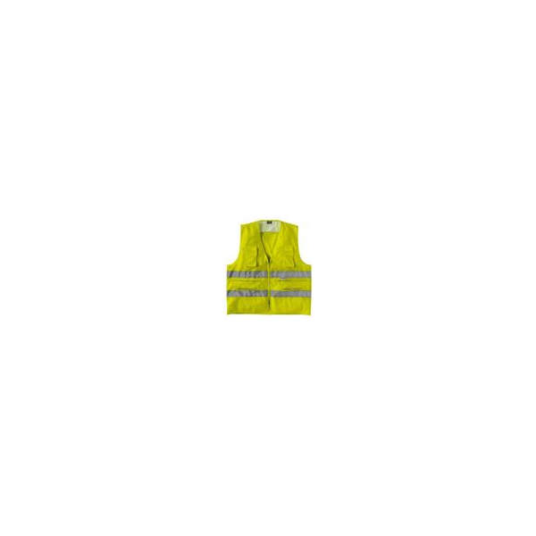 Colete reflector multibolsos de alta visibilidade em amarelo