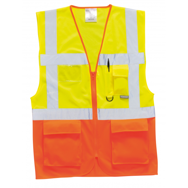 Colete multibolsos reflector bicolor Amarelo/Laranja