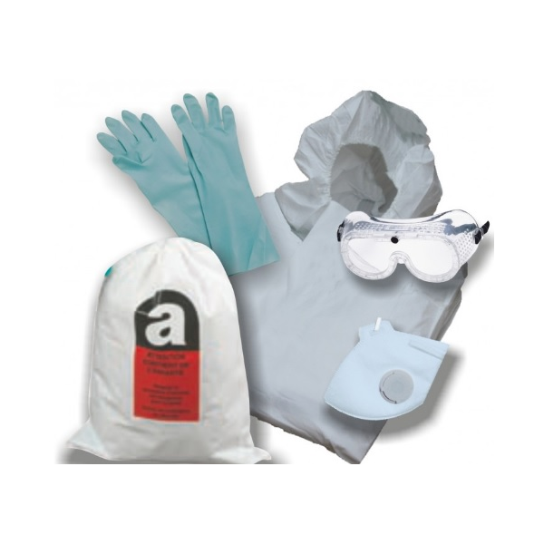Kit para trabalhos de remoção de amianto.