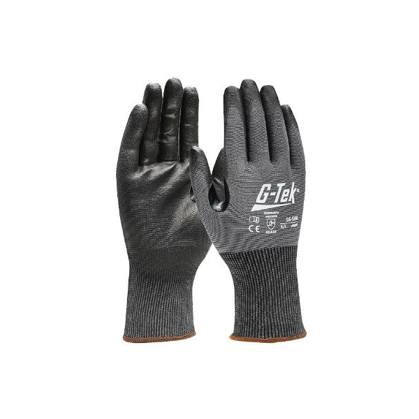 Luva G-Tek 16-586, revestida a PU na palma. Anti-corte.
