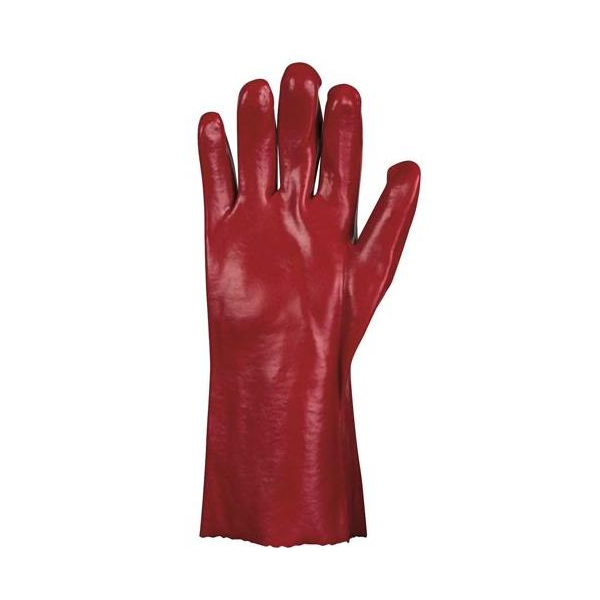 Luva PVC Vermelha, Forrada Algodão, 35cm Comprimento
