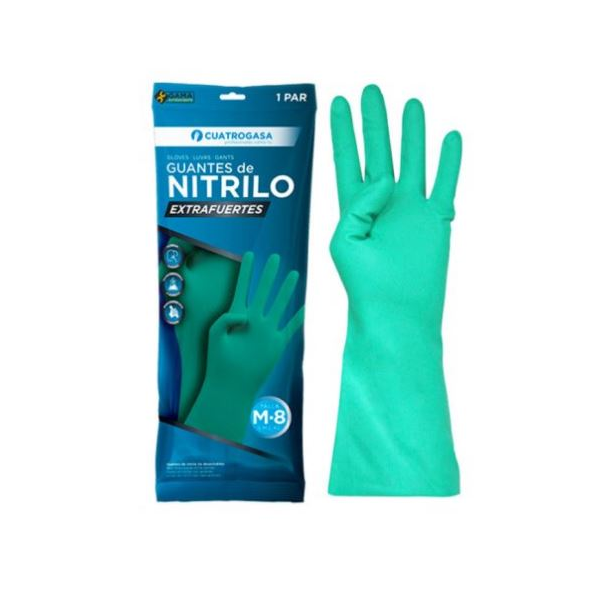 Luvas de proteção quimica, em nitrilo com interior flocado.