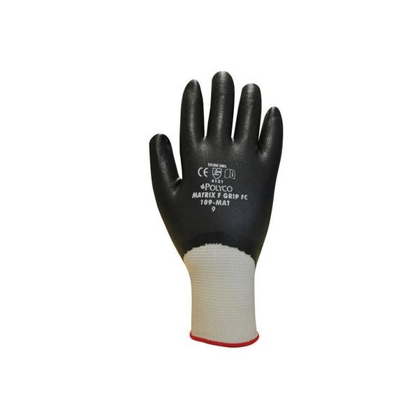 Luva Nitrilo Foam cinza toda coberta, suporte nylon branco