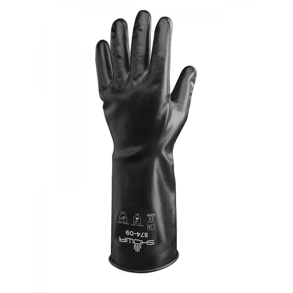 Luva em Butilo ref. 874 Showa com 350 mm em côr negro.