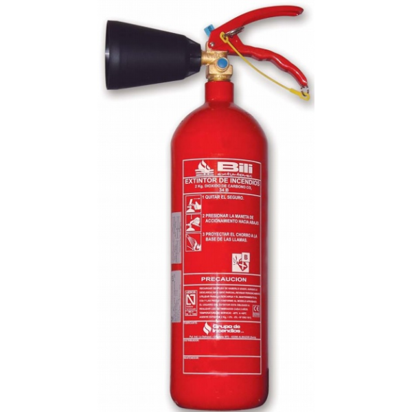 Extintor CO2 (neve carbonica) c/2 Kg- EFICÁCIA – 34 B.