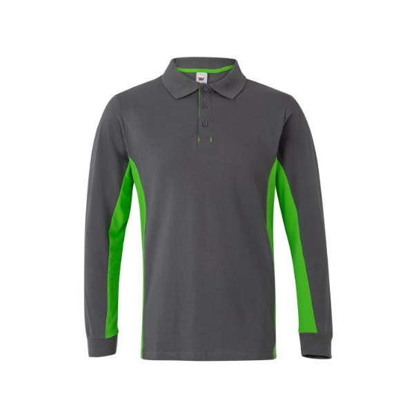Pólo bicolor, manga comprida, 60% algod, 40% poliéster. 180g