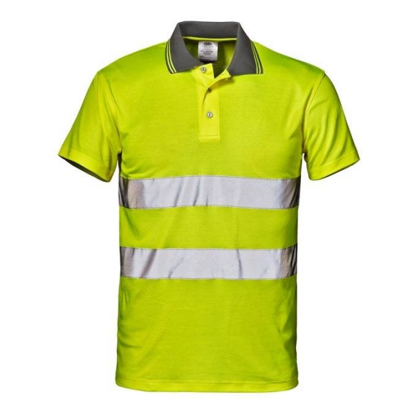 Polo m/curta de A.V. em Amarelo, 55% alg. 45% pol. 175g/m2.