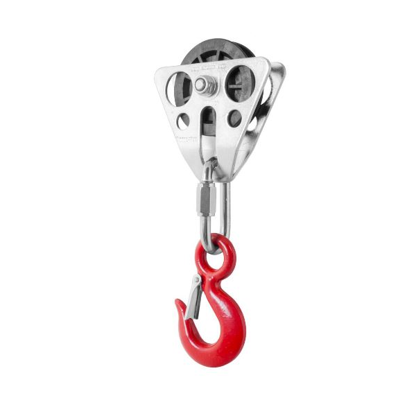Roldana com gancho, capacidade de carga até 1000kg.