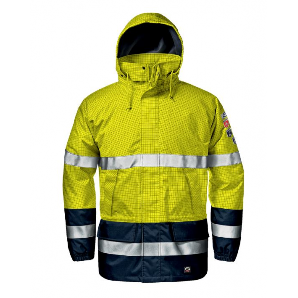 Parka bicolor Microlines, multinorma, 98% pol. revestida PU.