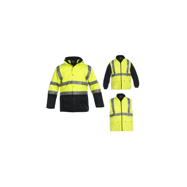 Parka bicolor alta visibilidade triplo uso c/faixas refl.3M