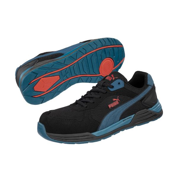 Sapatilha PUMA Frontside BLK/Blue Low, S1P, ESD, HRO, SRC.