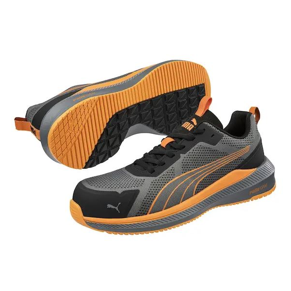 Sapatilha Puma SLIDE GREY/ORANGE, ESD HRO. Livre de metais.