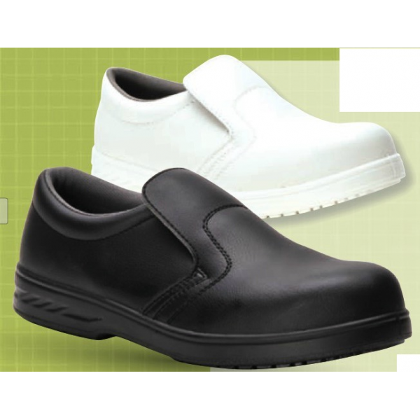 Sapato S2 seg. microfibra Mocassin s/cordoes Branco.ou Preto