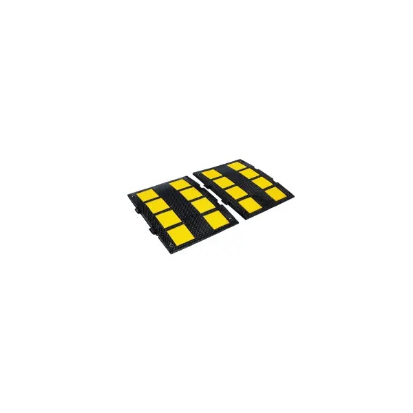 Redutor de velocidade preto c/ faixas amarelas, 60x47x3cm.