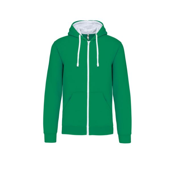 Casaco (tipo sweat), com fecho integral e capuz. Alg/Poli.