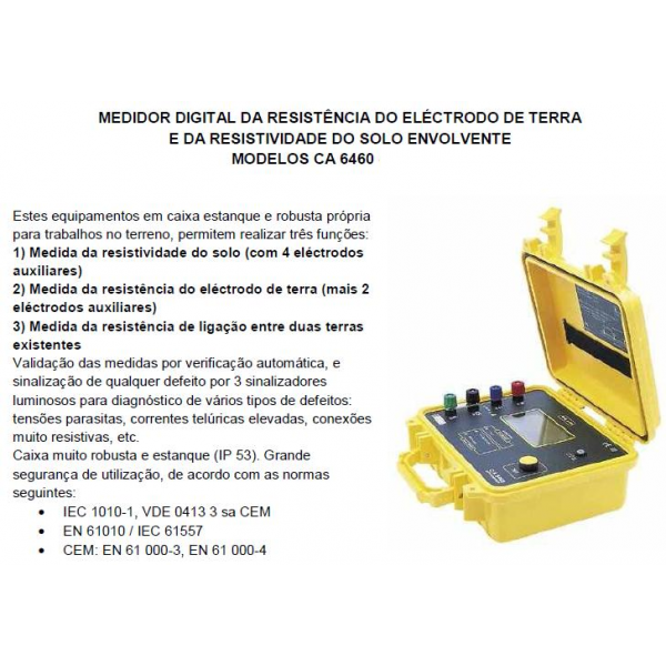 Med.resistência terra/resistividade solo CHAUVIN ARNOUX 6460